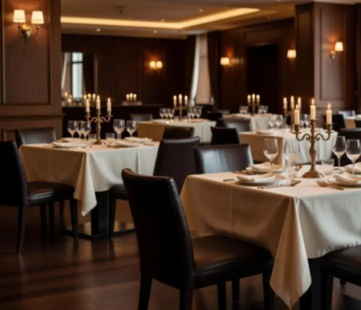 Elegancka sala restauracyjna przygotowana na wieczorne wydarzenie
