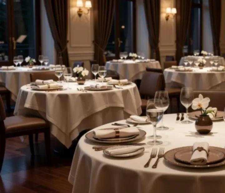 Elegancka sala restauracyjna przygotowana na wieczorne rezerwacje
