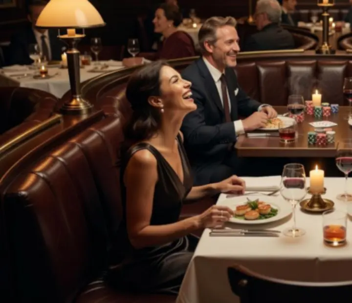 Nastrojowe ujęcia stołów, świateł i detali z wieczorów tematycznych w restauracji De Hop B.V.