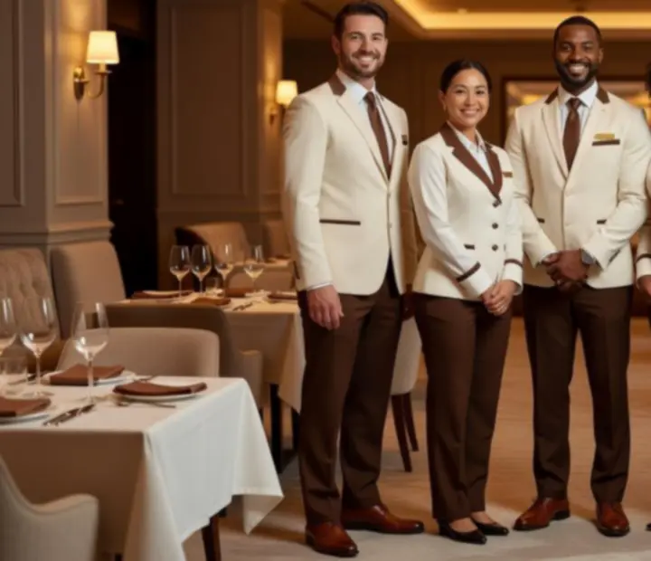 Zespół gospodarzy De Hop B.V. witających gości w eleganckim wnętrzu restauracji
